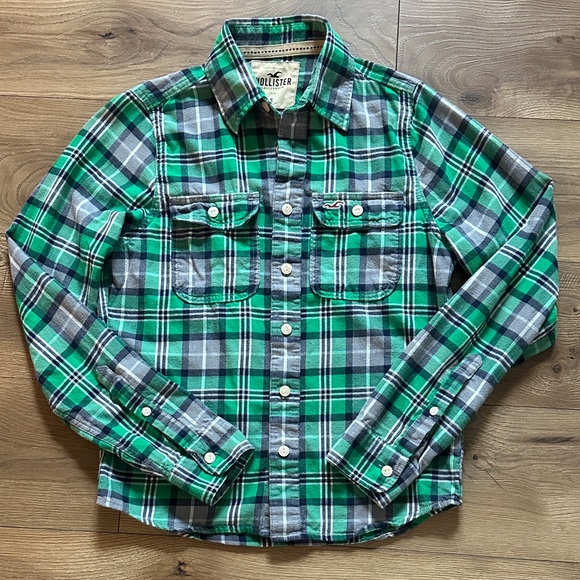 Hollister Other - Hollister Green Plaid Flannel Icon Men’s Small Button Down Shirt Cotton